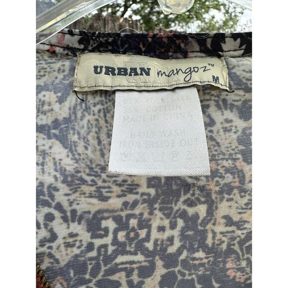 Urban Mango Boho Tunic Top Women’s Medium Patchwork Print Zip Front - Picture 5 of 5